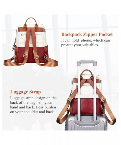 Leather Backpack for Women Elegant Genuine Backpack Purse Ladies Leather Shoulderbag White/Wine Red/Brown $42.41 Backpacks