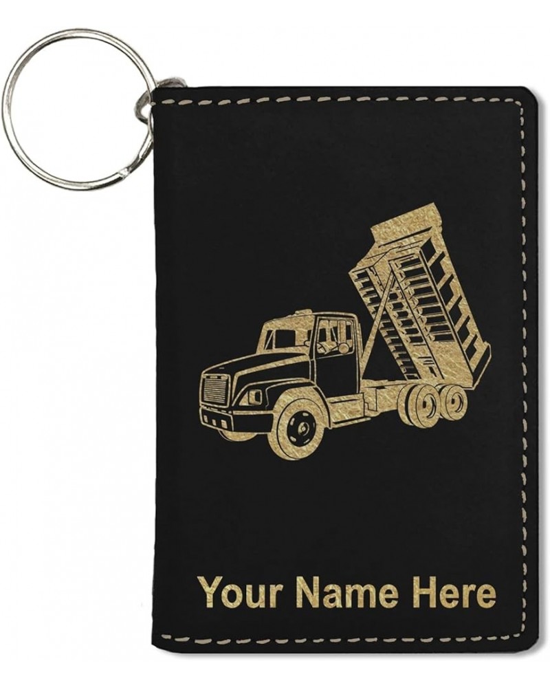 ID Holder Wallet, Dump Truck, Personalized Engraving Included (Teal) Black with Gold $15.11 Wallets