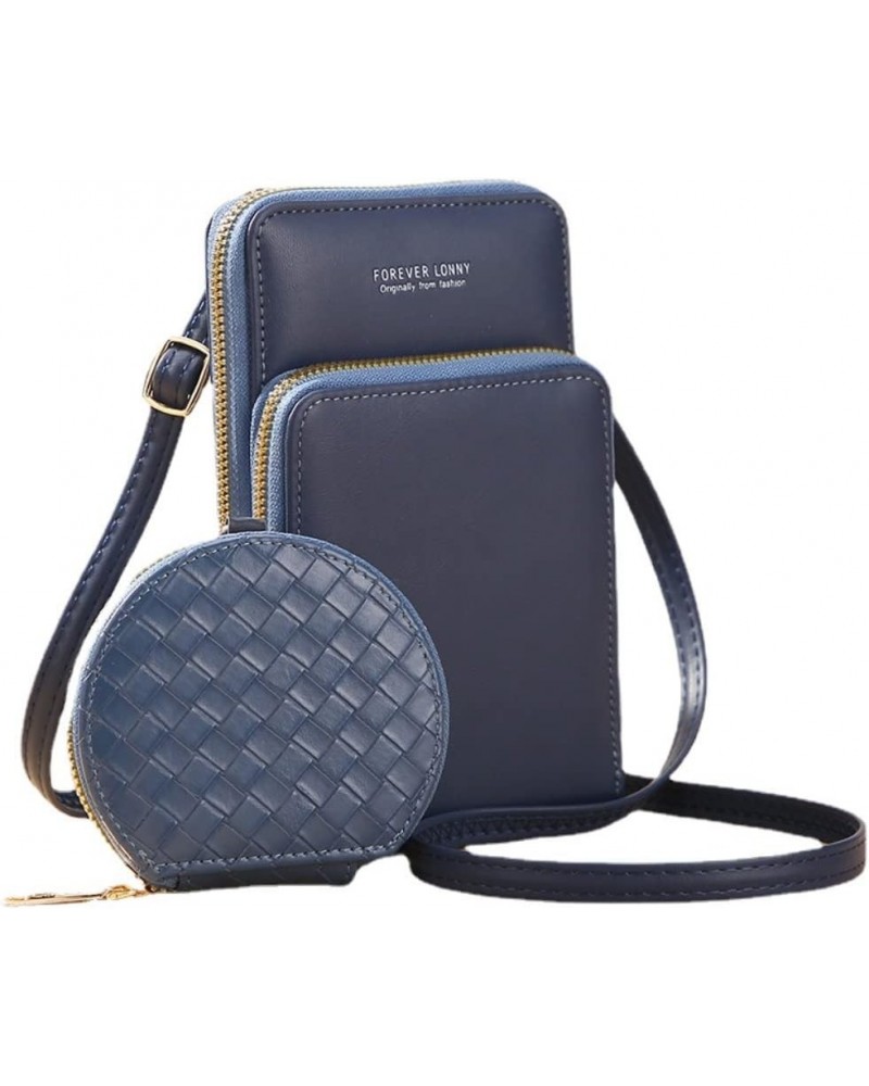 Leather Crossbody Bag for Women with Coin Wallet Mobile Phone Pouch Bag Small Handbag Blue $28.57 Totes