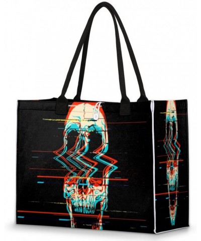 Art Personalized Skull Cute Tote Bag with Digital Printing | Multi-Surface Design | Interior Pockets & Exterior Buttons | Ide...