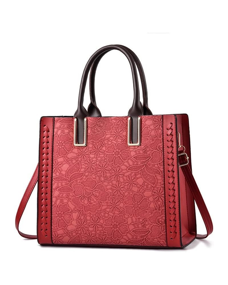 Women's printed designer luxury soft genuine leather handbag for ladies solid color totes large capacity handbags Red $18.93 ...