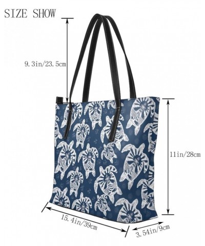 Tote Bag for Women,Shoulder Handbag Travel Totes Waterproof Bag Large Capacity with Zipper Sea Turtle Blue $14.40 Totes