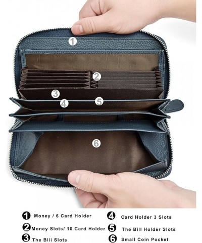 Wallet Women RFID Blocking Long Trifold Wallet Aesthetic Zip Around Genuine Leather Large Capacity Credit Card Holder Ladies ...