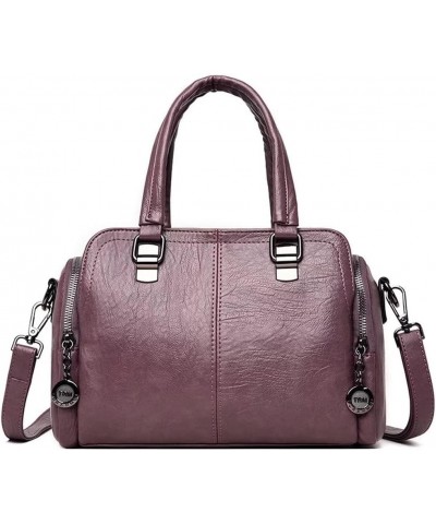 Shoulder Bag for Women Top Handle Handbag Large Capacity Satchel Retro Crossbody Bag Leather Purse Purple $21.56 Satchels