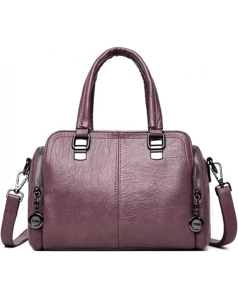 Shoulder Bag for Women Top Handle Handbag Large Capacity Satchel Retro Crossbody Bag Leather Purse Purple $21.56 Satchels