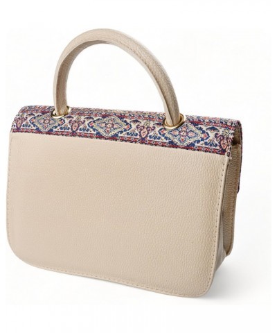 LA VICCA Red Ethnic Patterned Cream Color Women's Hand and Shoulder Bag, Featuring Intricate Design and Luxurious Texture, El...