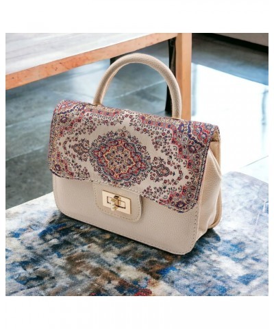 LA VICCA Red Ethnic Patterned Cream Color Women's Hand and Shoulder Bag, Featuring Intricate Design and Luxurious Texture, El...