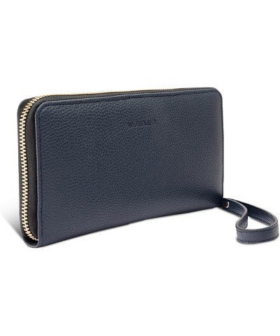 Women's RFID Blocking Vegan Leather Zip Around Wallet Passcase Clutch Wristlet Long Travel Purse for women (Black) Blue $10.8...