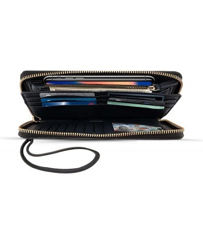 Women's RFID Blocking Vegan Leather Zip Around Wallet Passcase Clutch Wristlet Long Travel Purse for women (Black) Blue $10.8...