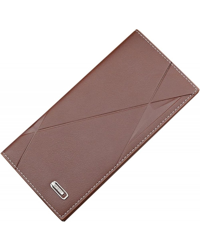 Fashion Stripe Long Wallet Artificial Leather Solid Color Men Business Open Purse Multiple Simply Carbon (A, One Size) B One ...