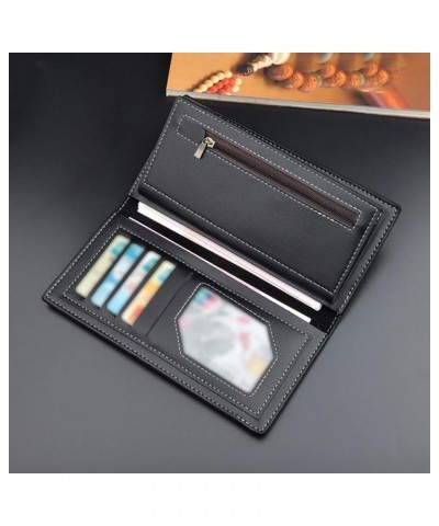 Fashion Stripe Long Wallet Artificial Leather Solid Color Men Business Open Purse Multiple Simply Carbon (A, One Size) B One ...