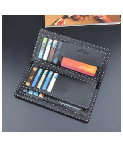 Fashion Stripe Long Wallet Artificial Leather Solid Color Men Business Open Purse Multiple Simply Carbon (A, One Size) B One ...