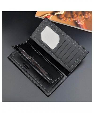 Fashion Stripe Long Wallet Artificial Leather Solid Color Men Business Open Purse Multiple Simply Carbon (A, One Size) B One ...