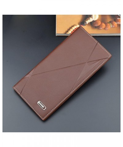 Fashion Stripe Long Wallet Artificial Leather Solid Color Men Business Open Purse Multiple Simply Carbon (A, One Size) B One ...