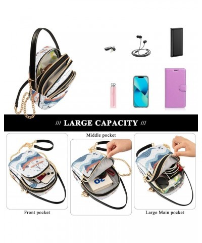 Crossbody Bag for Women, Boats Waves Phone Purse Detachable Chain Bag Shoulder Handbag Wallet $10.80 Crossbody Bags