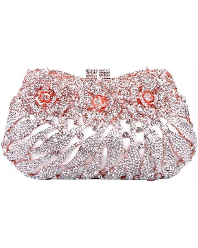 Luxury Sparkly Rose Crystal Evening Clutches Banquet Party Evening Bag Wedding Handbag Purses for Women Champagne $48.83 Even...