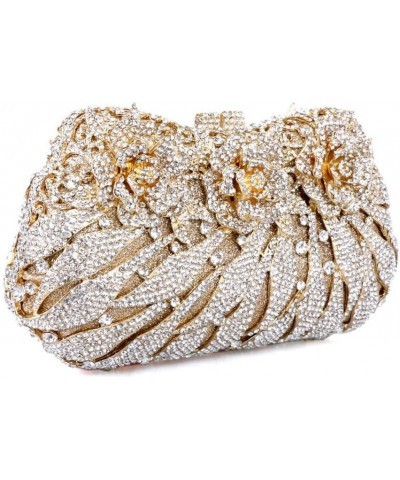 Luxury Sparkly Rose Crystal Evening Clutches Banquet Party Evening Bag Wedding Handbag Purses for Women Champagne $48.83 Even...