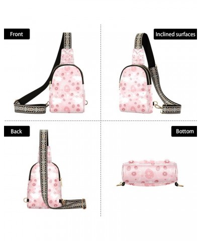 Pink Easter Rabbit Sling Bag for Women Leather Crossbody Bags Crossbody Chest Bag Purse Backpack Leather Small Backpack with ...