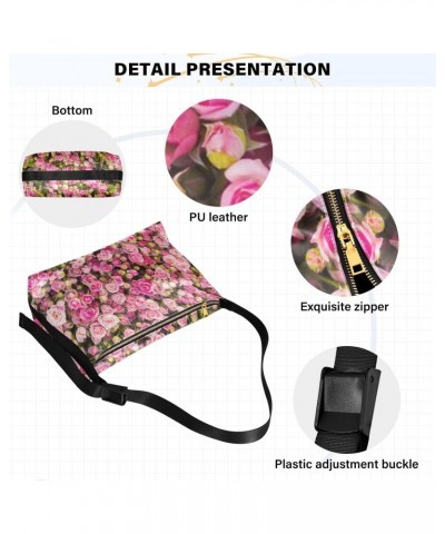 Pink Rose Flowers Womens Tote Bag Leather Shoulder Bag For Women Men Large Hobo Cross Body Bags Handbag $18.01 Totes