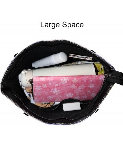 Women's Fashion Casual Handbag,PU Leather Large Capacity PC Work Bag,Travel Camping Picnic Single Shoulder Bag Watercolor Peo...