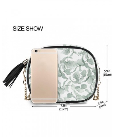 Women's Green Eucalyptus Leaves Tropical Plants 1 Crossbody Bag Fashion Purses Bag Cross Body Bag Shoulder Handbag with Adjus...