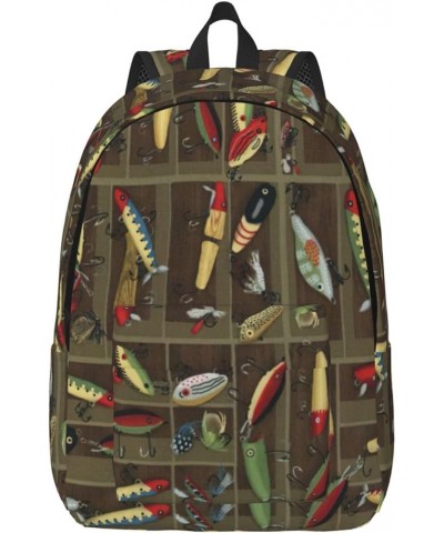 Fishing Lure Style Print Unisex Canvas Bag Canvas Shoulder Pouch Pack Lightweight Backpack For Woman Lady Black Small $23.06 ...