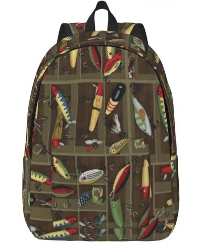 Fishing Lure Style Print Unisex Canvas Bag Canvas Shoulder Pouch Pack Lightweight Backpack For Woman Lady Black Small $23.06 ...