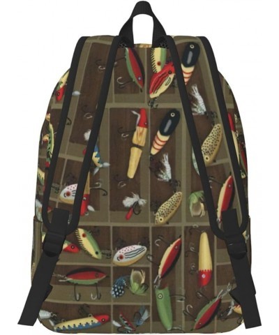 Fishing Lure Style Print Unisex Canvas Bag Canvas Shoulder Pouch Pack Lightweight Backpack For Woman Lady Black Small $23.06 ...