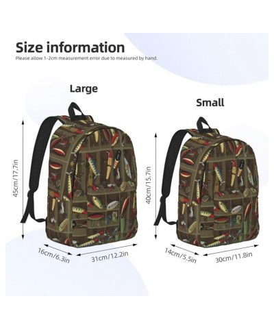 Fishing Lure Style Print Unisex Canvas Bag Canvas Shoulder Pouch Pack Lightweight Backpack For Woman Lady Black Small $23.06 ...