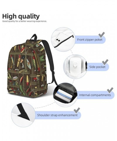 Fishing Lure Style Print Unisex Canvas Bag Canvas Shoulder Pouch Pack Lightweight Backpack For Woman Lady Black Small $23.06 ...