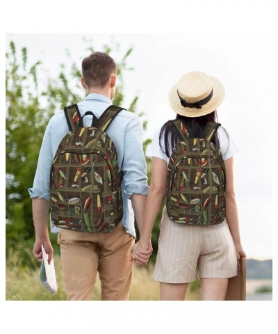 Fishing Lure Style Print Unisex Canvas Bag Canvas Shoulder Pouch Pack Lightweight Backpack For Woman Lady Black Small $23.06 ...