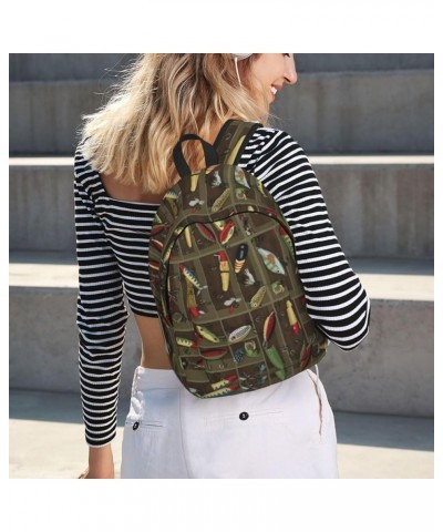 Fishing Lure Style Print Unisex Canvas Bag Canvas Shoulder Pouch Pack Lightweight Backpack For Woman Lady Black Small $23.06 ...