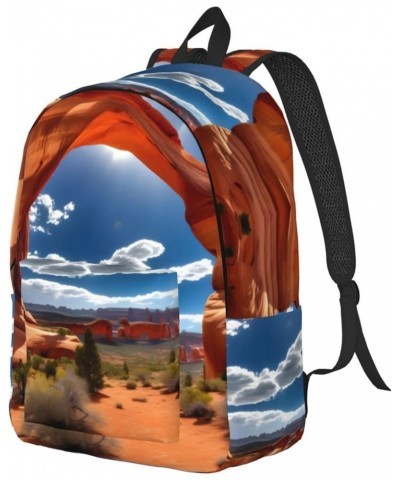 Arches National Park-Standard Print Unisex Canvas Bag Canvas Shoulder Pouch Pack Lightweight Backpack For Woman Lady Black Sm...