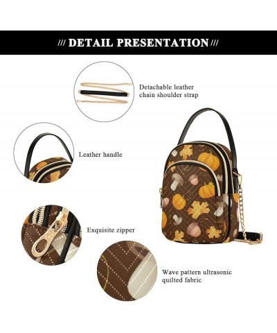 Small Crossbody Cell Phone Bag for Women, Fruit Mix Mini Over Shoulder Handbag Purse with Credit Card Slots Mushrooms and Pum...