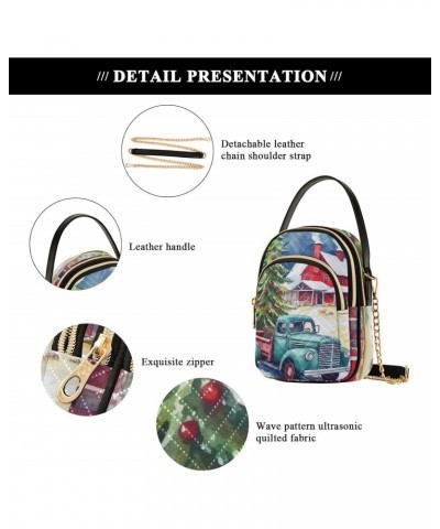 Painting Christmas Tree Truck Crossbody Bags for Women Chain Crossbody Flight Bag Cell Phone Purse with Chain Strap for Carry...