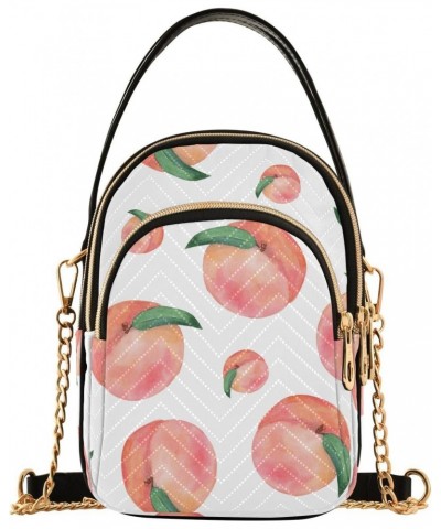 Peaches Fruit Small Crossbody Handbag for Women Mini Over Shoulder Purse with Three Zippered Pockets Durable Cell Phone Purse...