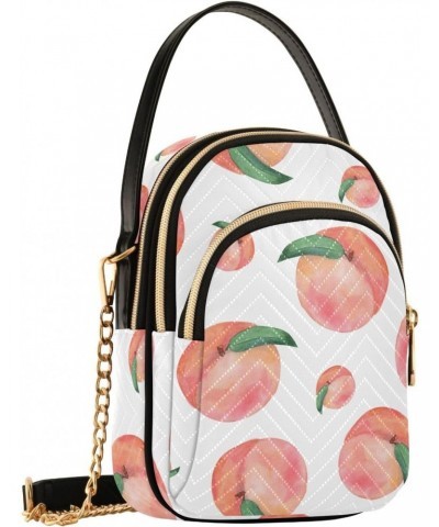 Peaches Fruit Small Crossbody Handbag for Women Mini Over Shoulder Purse with Three Zippered Pockets Durable Cell Phone Purse...