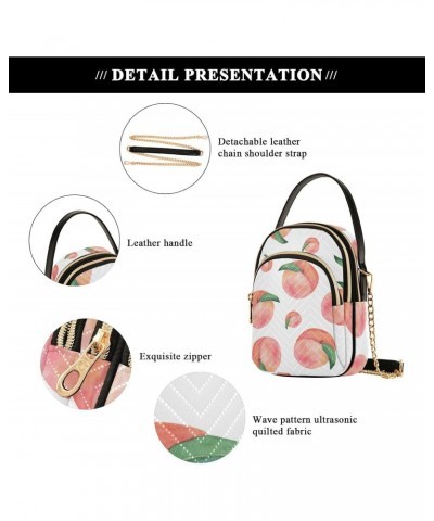 Peaches Fruit Small Crossbody Handbag for Women Mini Over Shoulder Purse with Three Zippered Pockets Durable Cell Phone Purse...