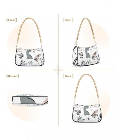 Shoulder Bag Doodle Dino Tropical Leaves Women Clutch Handbag Shoulder Purch Date Chain Bag Tote Bag Spring Holiday Birthday ...