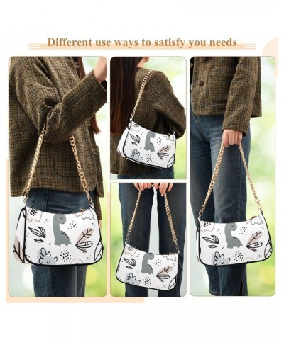 Shoulder Bag Doodle Dino Tropical Leaves Women Clutch Handbag Shoulder Purch Date Chain Bag Tote Bag Spring Holiday Birthday ...