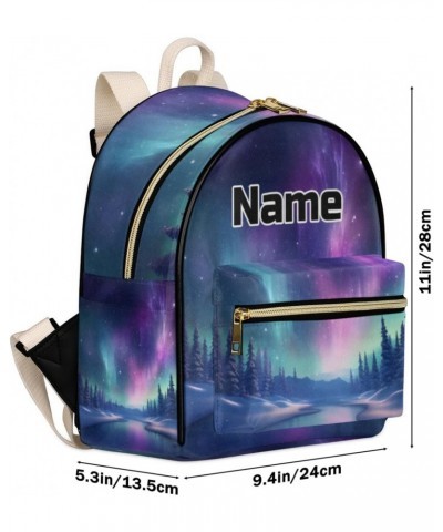 Northern Lights Aurora Borealis Custom Mini Backpack Purse for Women Personalized Fashion Leather Small Backpack Shoulder Han...