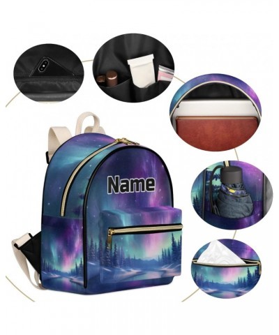 Northern Lights Aurora Borealis Custom Mini Backpack Purse for Women Personalized Fashion Leather Small Backpack Shoulder Han...