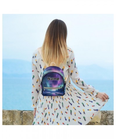 Northern Lights Aurora Borealis Custom Mini Backpack Purse for Women Personalized Fashion Leather Small Backpack Shoulder Han...