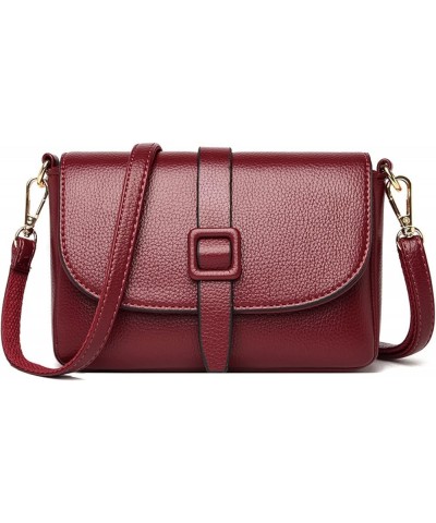 Shoulder bag, cross-body bag, small square bag, flap women's bag Burgundy $18.11 Shoulder Bags