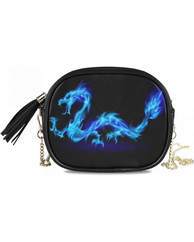 Abstract Dragon PU Leather Small Women Crossbody Shoulder Bag Purse Wallet with Adjustable Chain Strap $14.15 Shoulder Bags