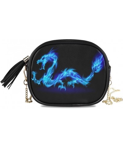 Abstract Dragon PU Leather Small Women Crossbody Shoulder Bag Purse Wallet with Adjustable Chain Strap $14.15 Shoulder Bags