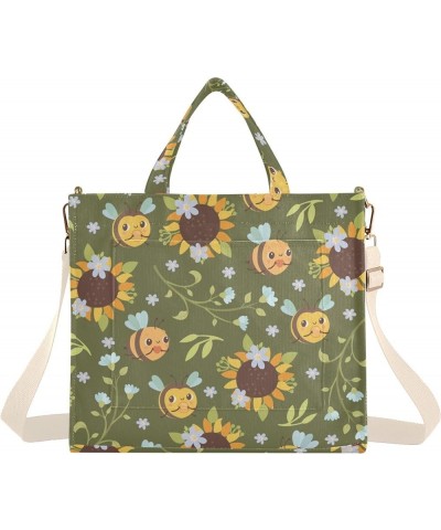 Sunflower Flowers Honey Bees Women's Tote Handbags Top Handle Satchel Shoulder Bag Crossbody Bag for Office Travel M $17.39 T...