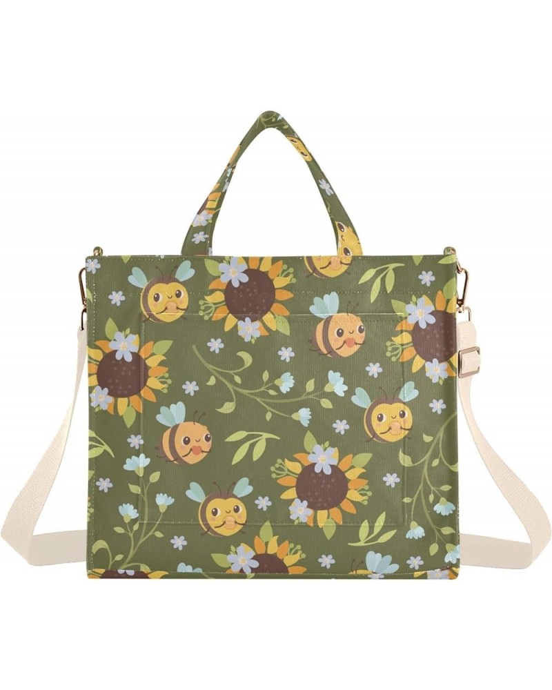 Sunflower Flowers Honey Bees Women's Tote Handbags Top Handle Satchel Shoulder Bag Crossbody Bag for Office Travel M $17.39 T...