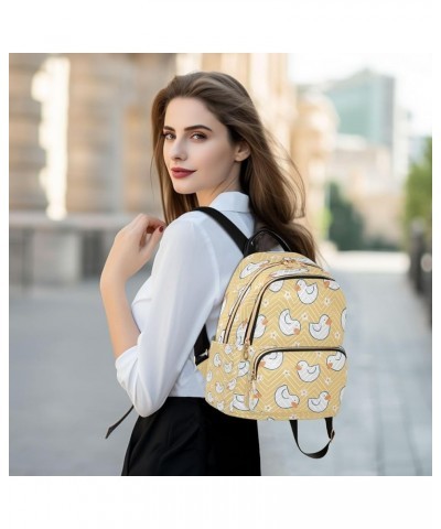 Duck and Flower Mini Backpack Purse for Women, Yellow Travel Backpack Fashion Backpack Lightweight Shoulder Bag Small Casual ...