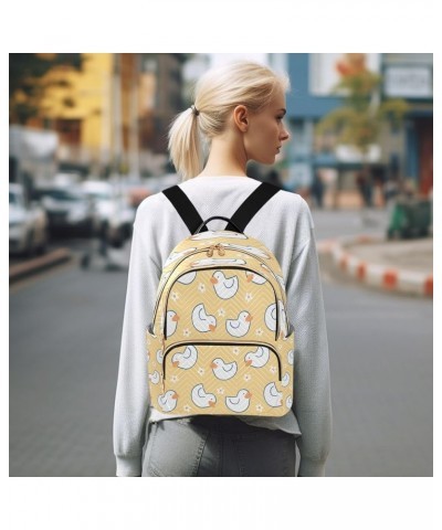 Duck and Flower Mini Backpack Purse for Women, Yellow Travel Backpack Fashion Backpack Lightweight Shoulder Bag Small Casual ...